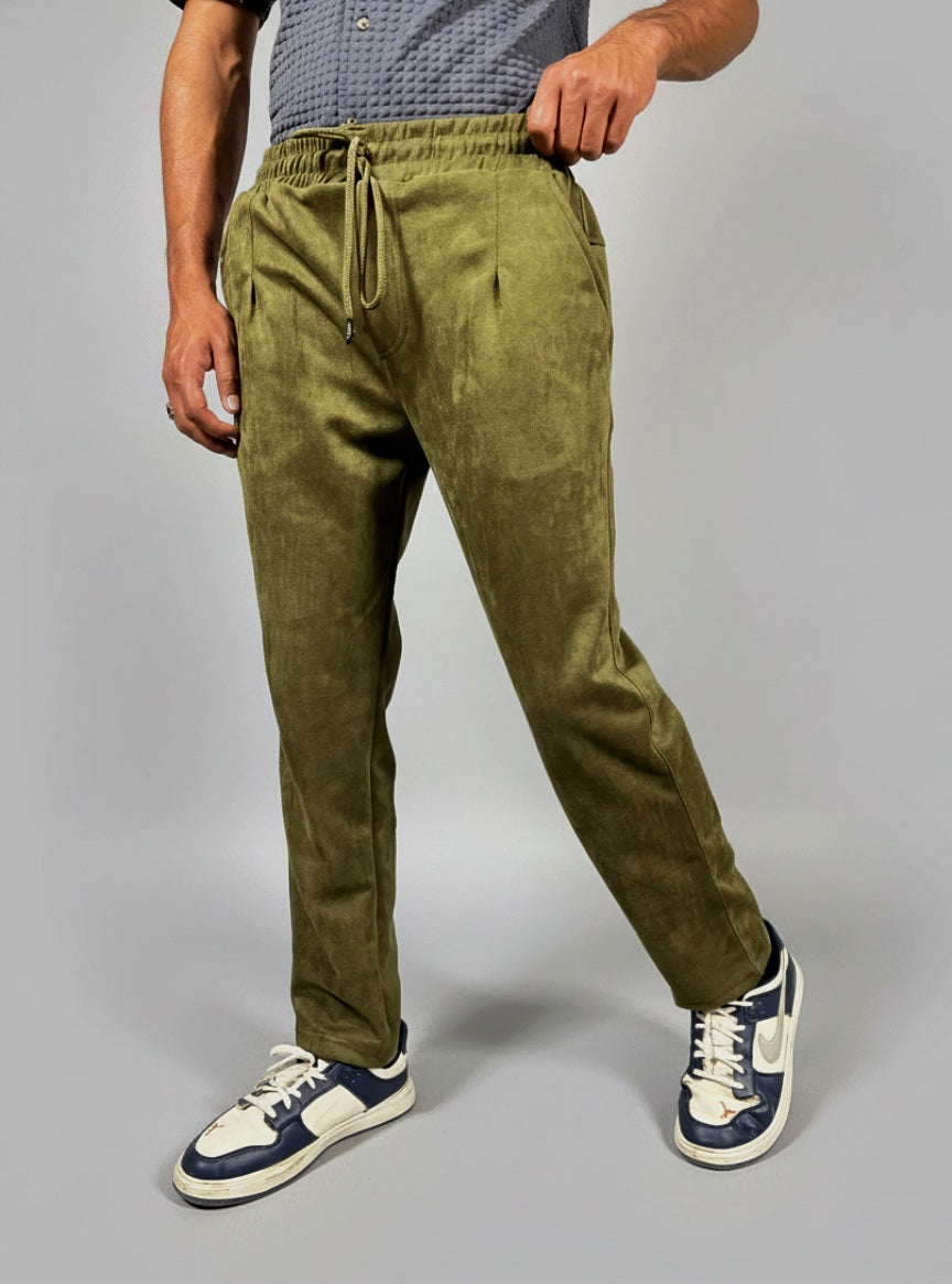 Classic Pleated Trouser (Olive Green)