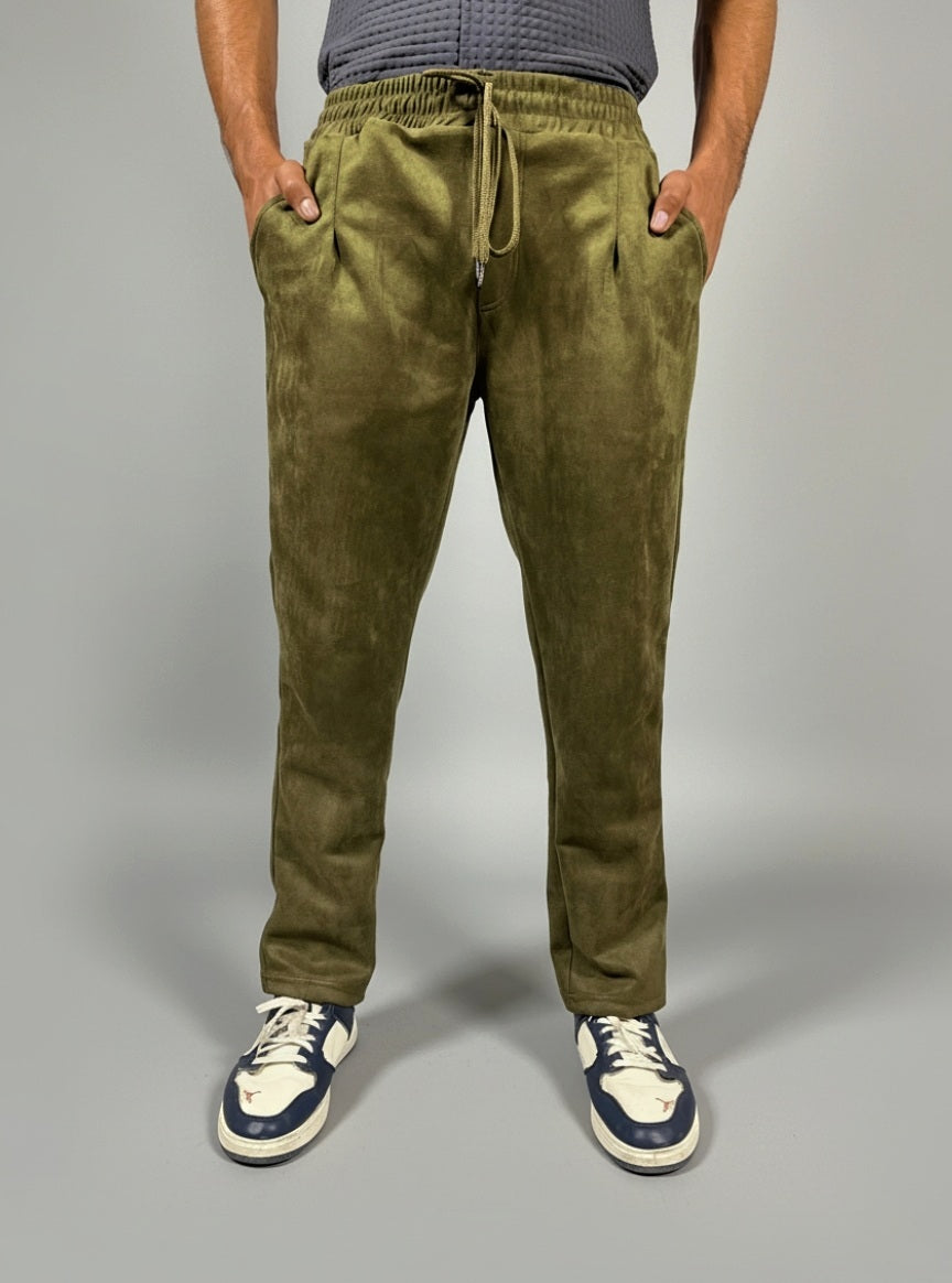 Classic Pleated Trouser (Olive Green)