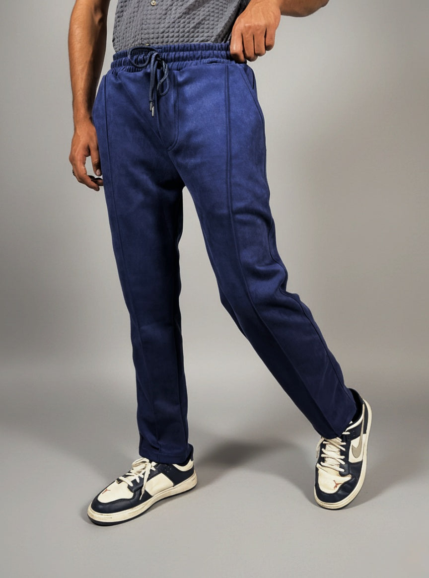 Modern Panelled suede Trouser (Blue)