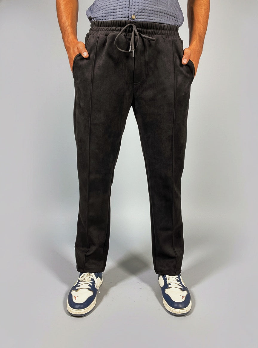 Modern Panelled suede Trouser (Black)