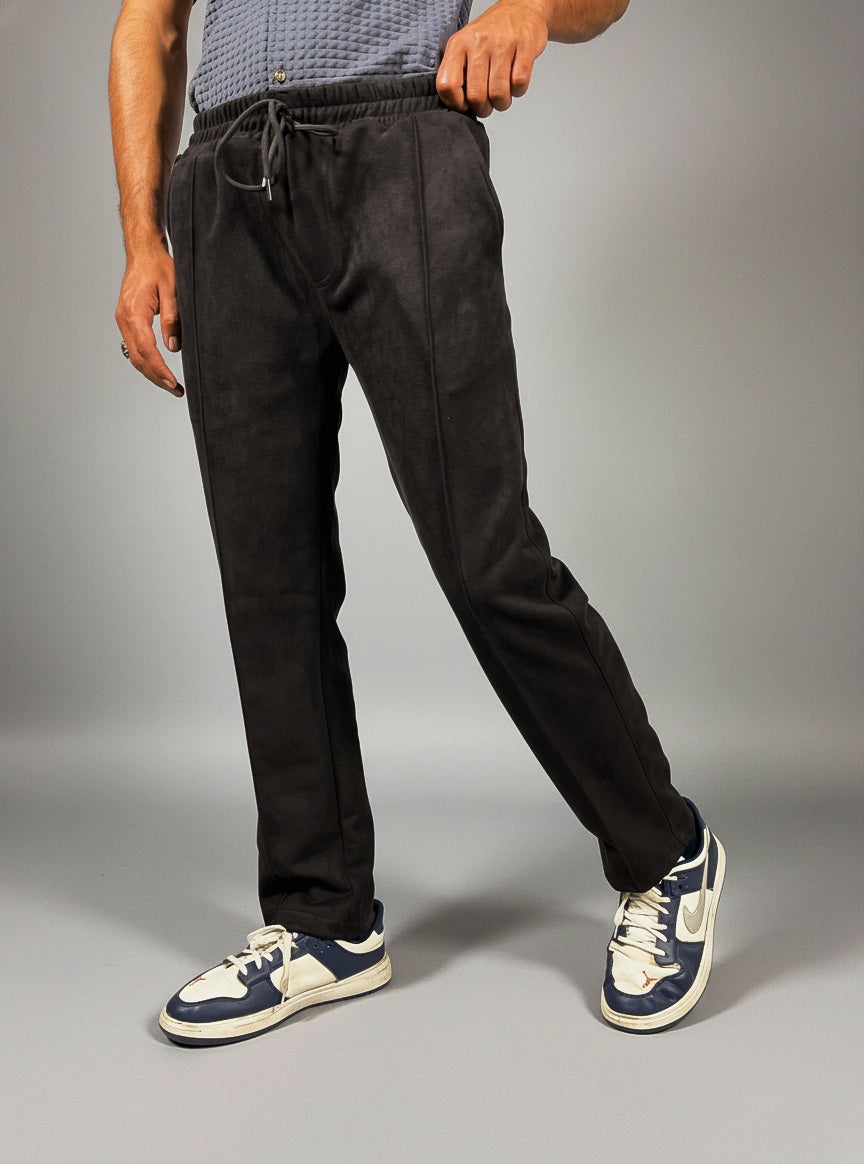Modern Panelled suede Trouser (Black)