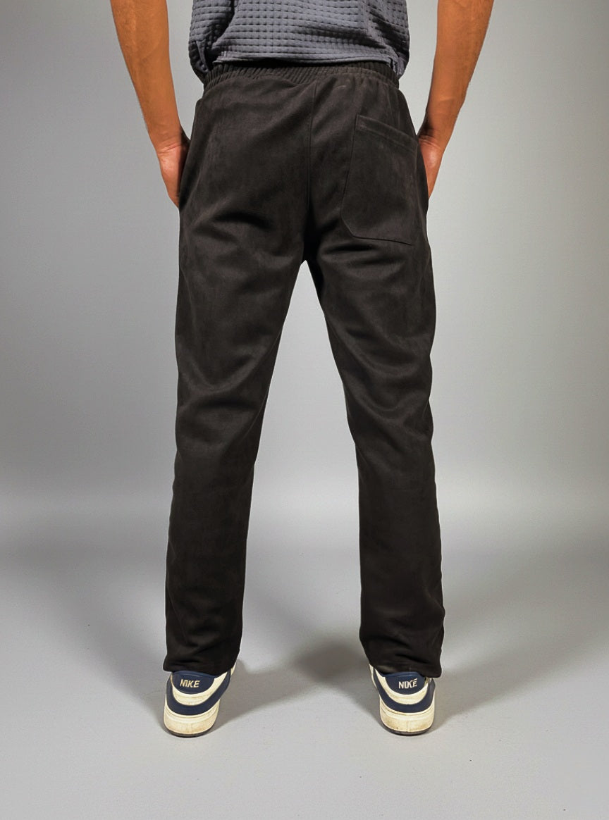 Modern Panelled suede Trouser (Black)