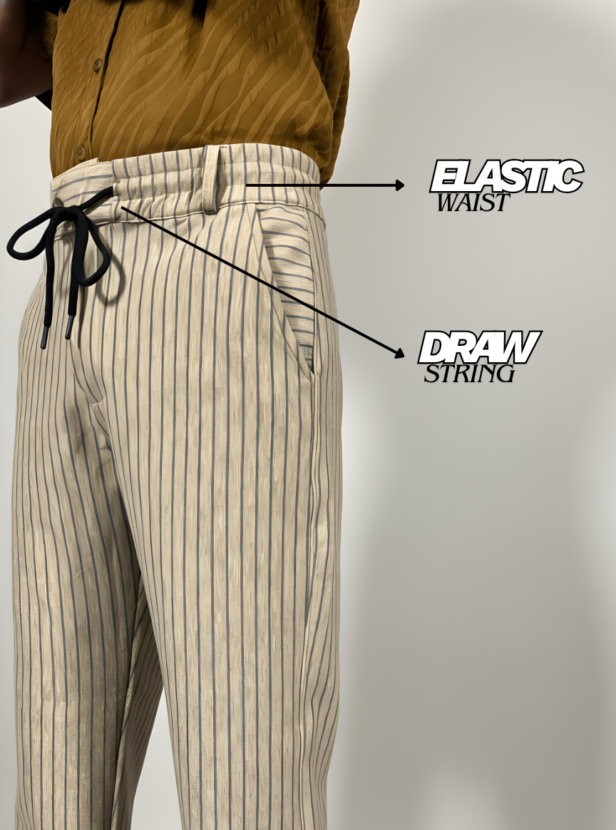 Premium Scuba Stripe Trouser (Beige)
