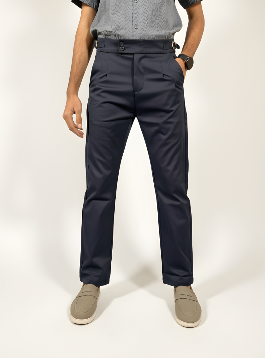 Classic Gurkha Pants with waist adjusters (Navy Blue)