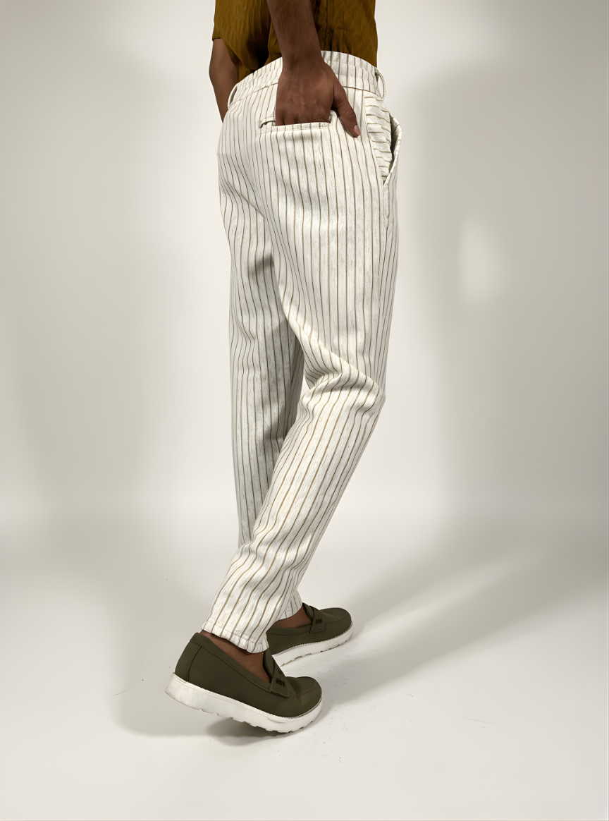 Premium Scuba Stripe Trouser (White)