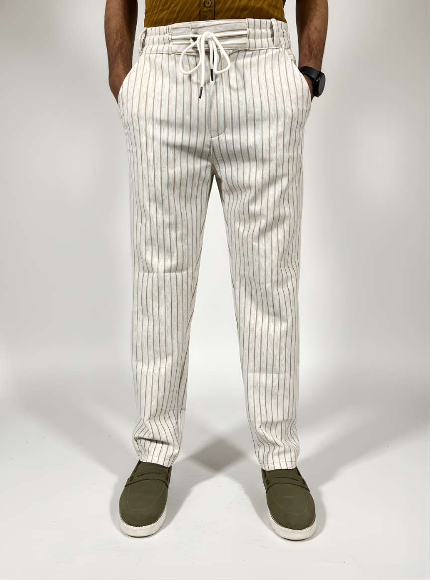 Premium Scuba Stripe Trouser (White)