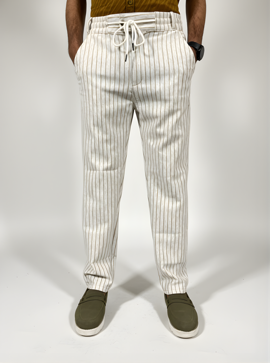 Premium Scuba Stripe Trouser (White)
