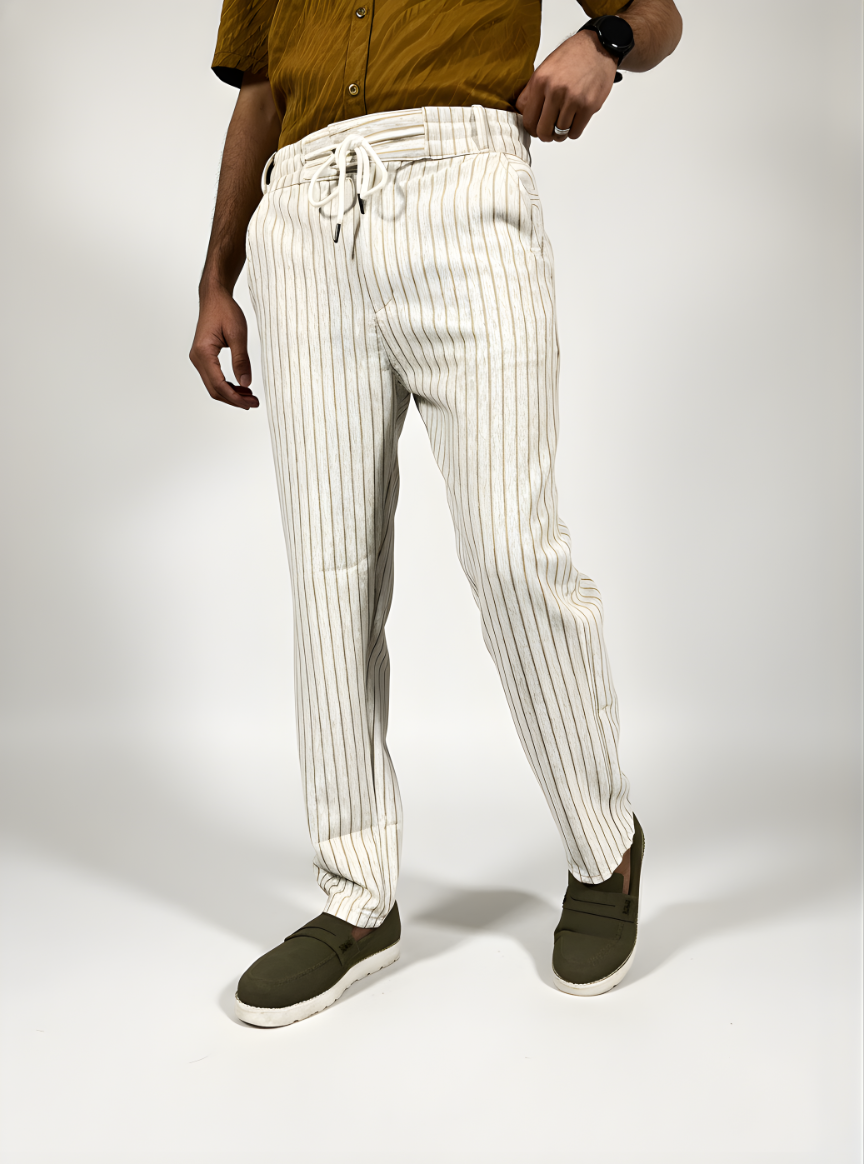 Premium Scuba Stripe Trouser (White)