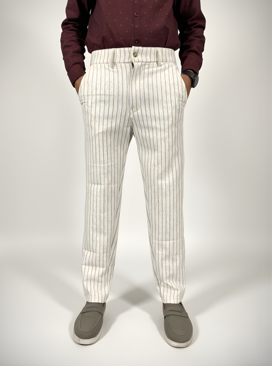 Premium Scuba Pants – Vertical Stripe Design (White)
