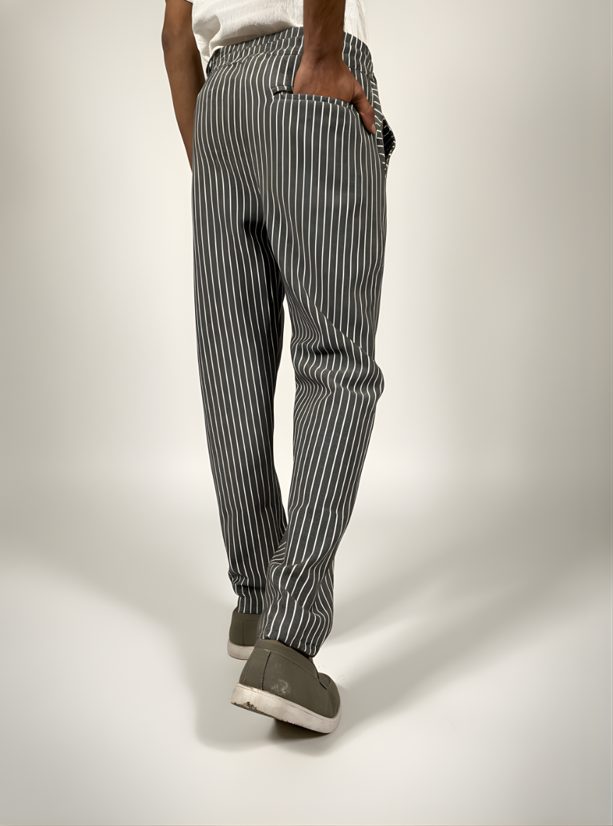 Premium Scuba Stripe Trouser (Black)
