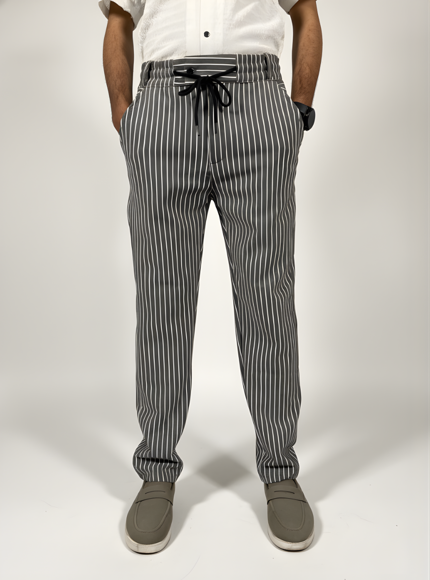 Premium Scuba Stripe Trouser (Black)