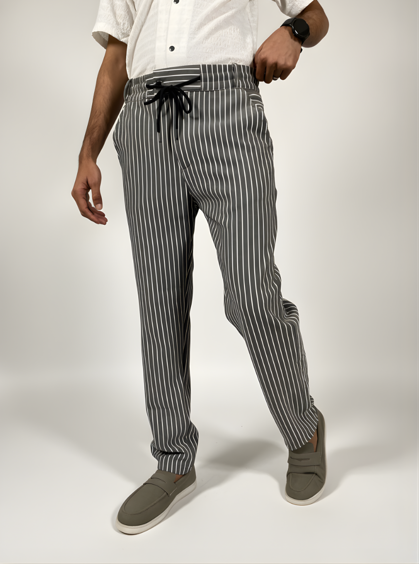Premium Scuba Stripe Trouser (Black)