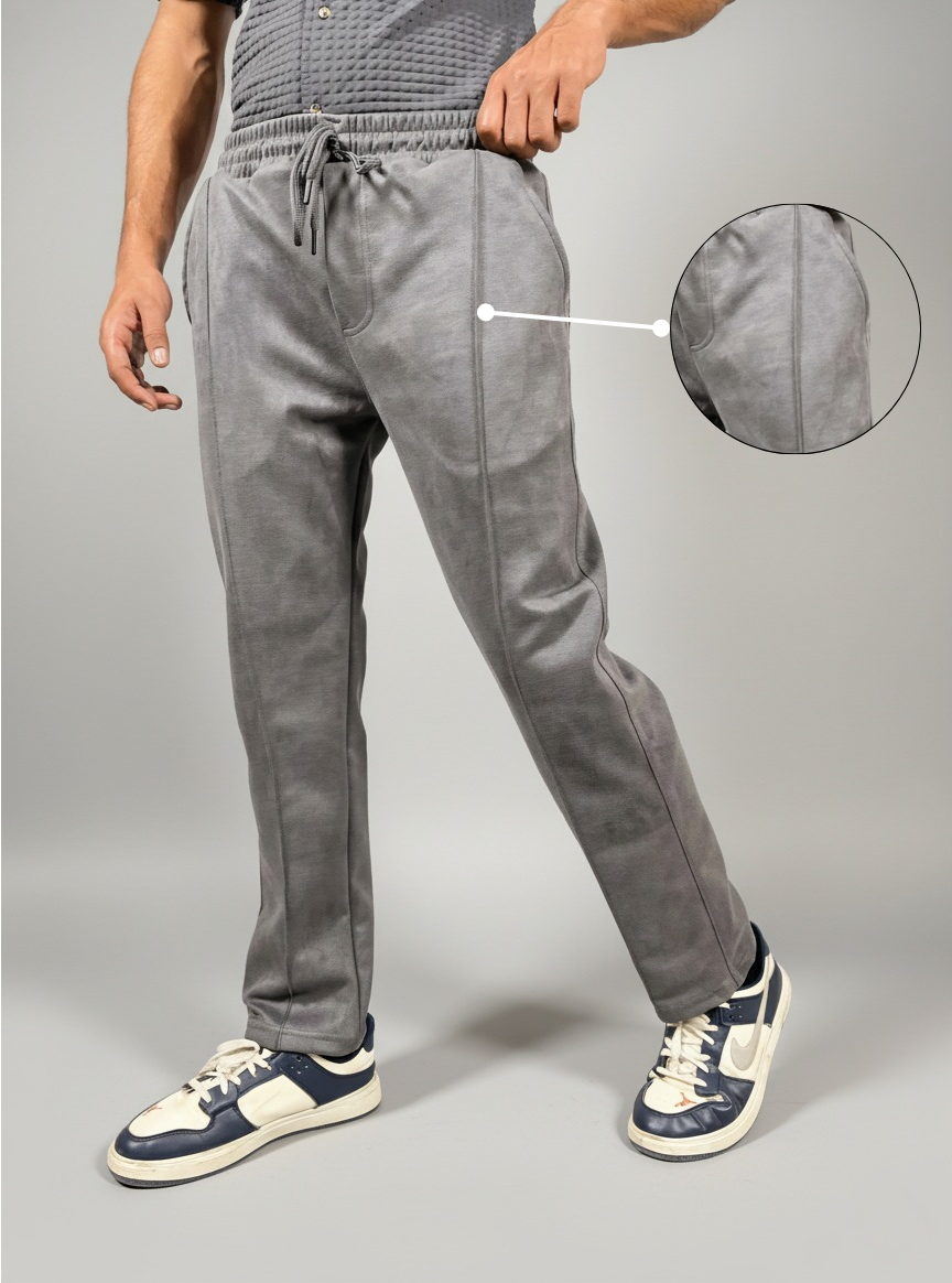 Modern Panelled suede Trouser (Gray)