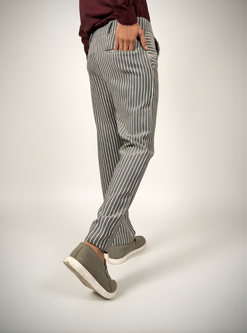 Premium Scuba Pants – Vertical Stripe Design (Gray)