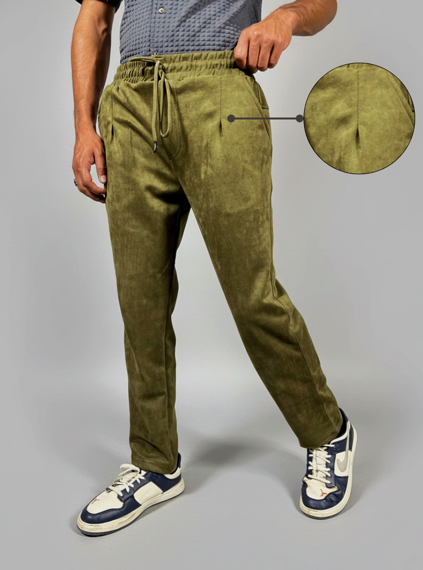 Classic Pleated Trouser (Olive Green)